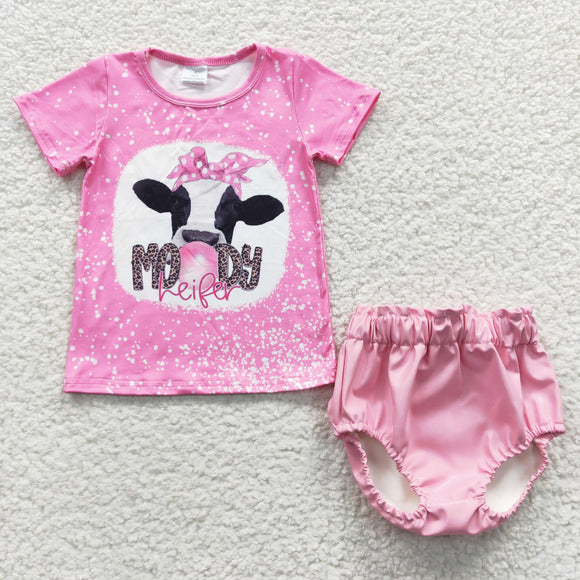 Moody Heifer Pink Leather Bummies Sets