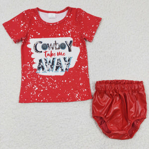 Cowboy take me away Red Leather Bummies Sets