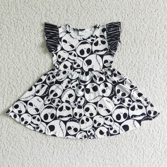 Skull Black White Girls Halloween Dress