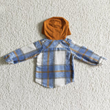 Blue Plaid Orange Hoodie Boys Hoodie Top