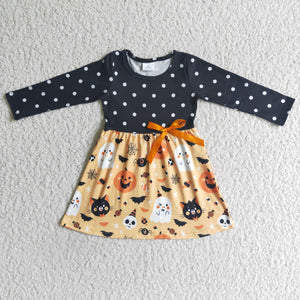 Pumpkin Cat Black Girls Halloween Dress