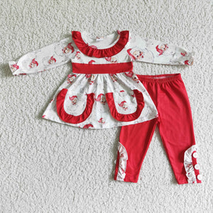 Santa Pockets Red Legging Girls Christmas Outfits