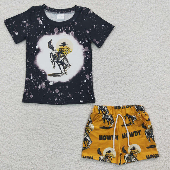 Howdy Rodeo Black Yellow Boys Shorts Sets