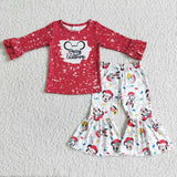 Promotional Cartoon Red White Merry Girls Christmas Outfits