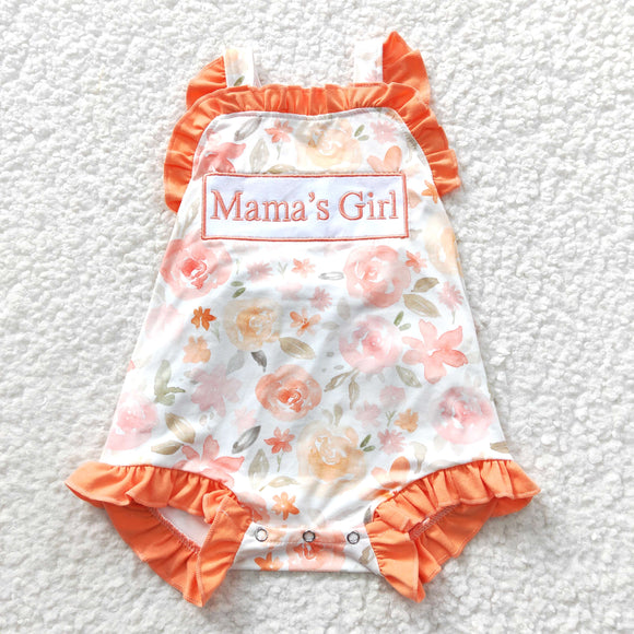 Mama's Girl Orange Floral Girls Summer Romper