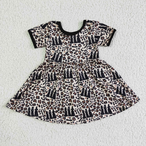 Cartoon Leopard Print Girls Halloween Dress