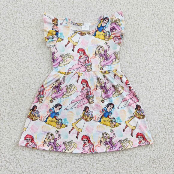 Promotional Eggs Cartoon Princess Pink Girls Easter Dress