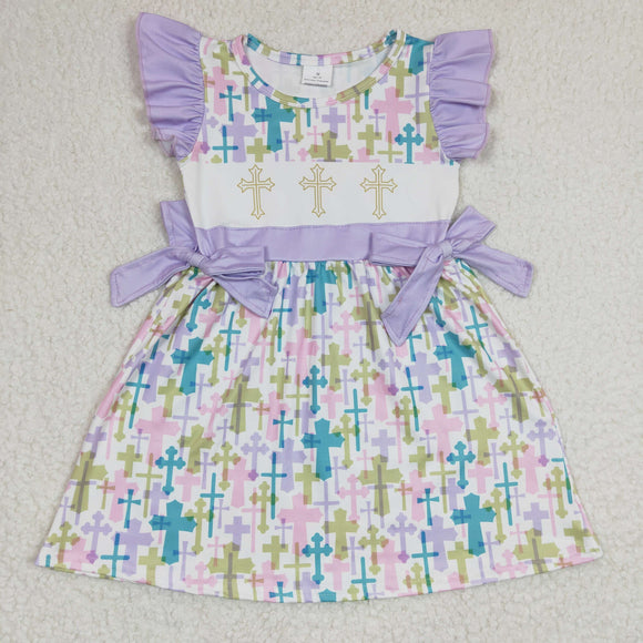 Cross Purple Ruffles Girls Easter Dress