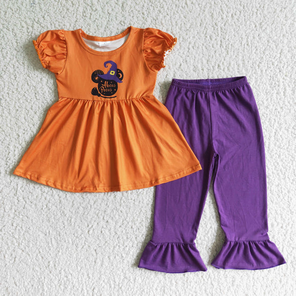 Cartoon Letters Orange Purple Girls Halloween Outfits