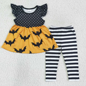 Bats Black Stripe Legging Girls Halloween Outfits