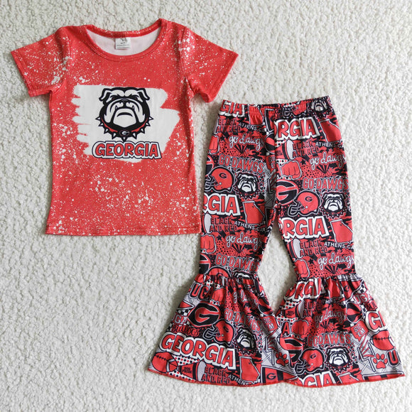 Red Football Team Girls Short Sleeve+Trousers Sets