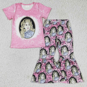 Music Pink Girls Short Sleeve+Trousers Sets