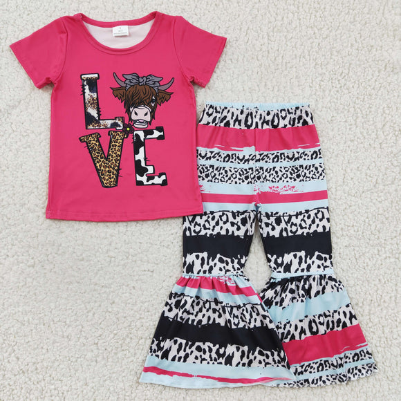 Love Cow Leopard Print Hot Pink Girls Valentine Outfits