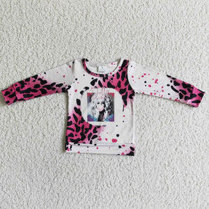 Hot Pink Leopard Print Girls Long Sleeve Top