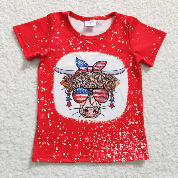 Cow Red Girls 4th of July Top