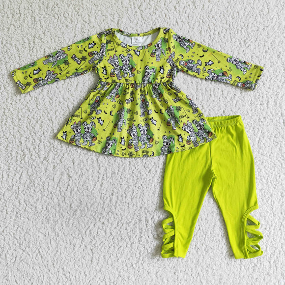 Promotional Cartoon Green Girls Halloween Outfits