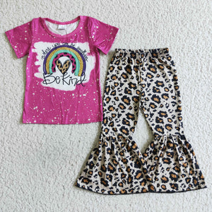 Promotional Be Kind Rainbow Girls Short Sleeve+Trousers Sets