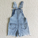 Kids Peach Jeans Suspender Shorts