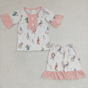 Rabbit Duck White Pink Girls Easter Pajamas