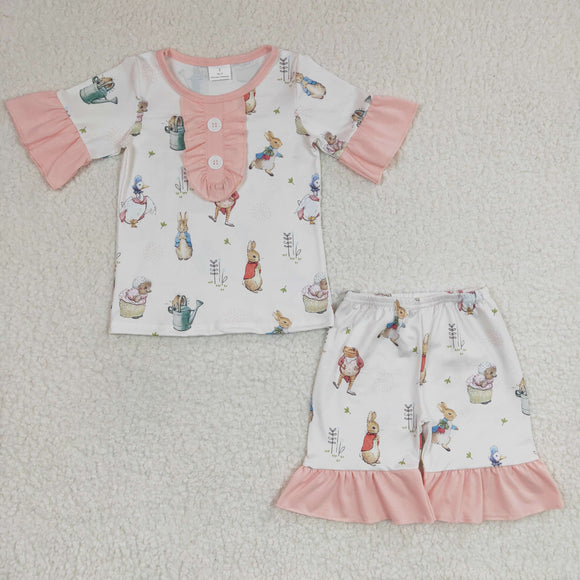 Rabbit Duck White Pink Girls Easter Pajamas