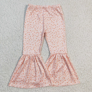 Polka Dots Pink Girls Milk Silk Bell Bottoms Pants
