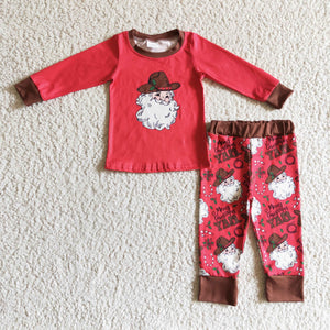Promotional Santa Cowboy Merry Red Boys Christmas Outfits