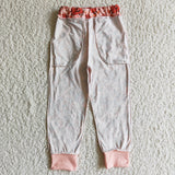 Pumpkin Leaves Pink Kids Halloween Pants