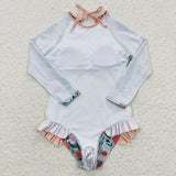 Floral Mint Girls Swimsuits
