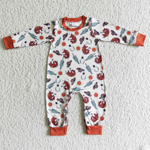 Rodeo Cowboy Orange Boys Fall Romper