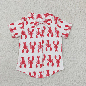 Red Crawfish White Boys Short Sleeve Top