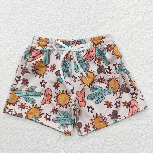 Stars Cactus Sun Hat Boys Swimming Trunks