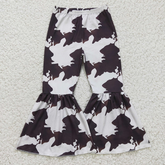 Cowhide Print Girls Milk Silk Bell Bottoms Pants