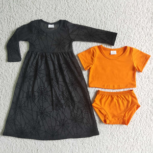 Black Lace 3pcs Orange Girls Halloween Bummies