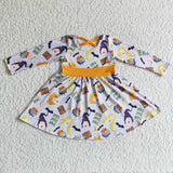 Cartoon Criss-Cross Orange Girls Halloween Dress