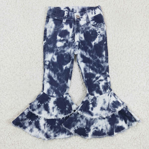 Tie Dye Navy Flared Girls Jeans Pants
