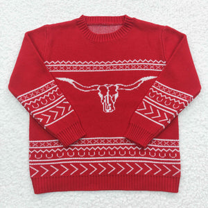 Highland Cow Red Kids Sweaters