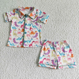 Dinosaur White Short Sleeve Pajamas