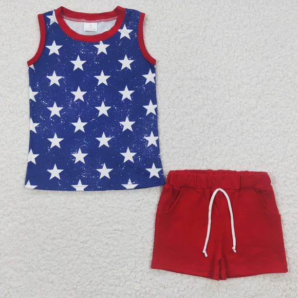 Stars Blue Red Boys 4th of July Outfits