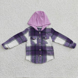 Purple White Plaid Hoodie Boys Hoodie Top