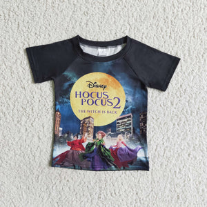 Cartoon Letters Black Boys Halloween Top