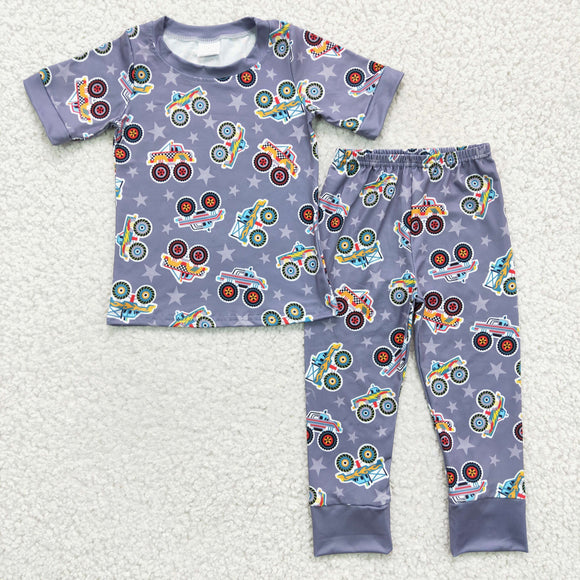 Promotional Truck Stars Gray Boys Short Sleeve Pajamas