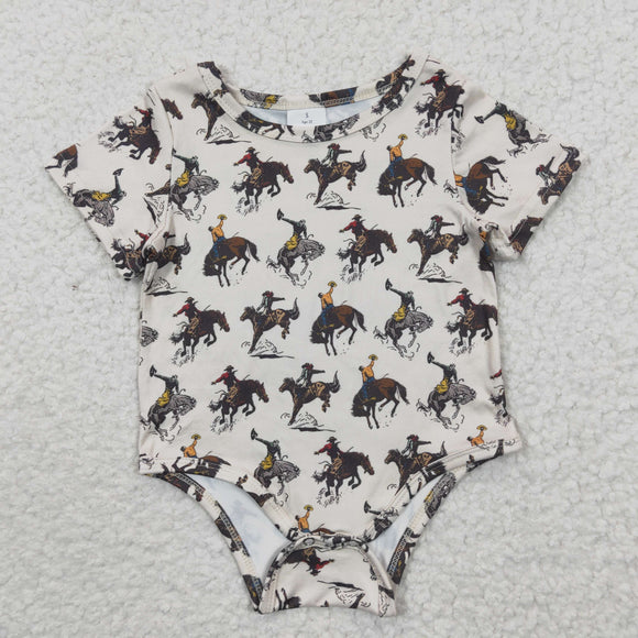 Rodeo Horse Off-white Boys Summer Romper