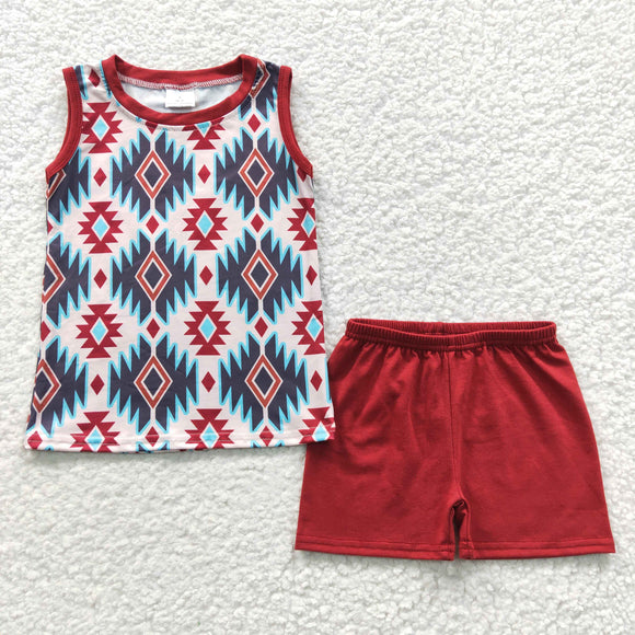 Aztec Red Boys Shorts Sets