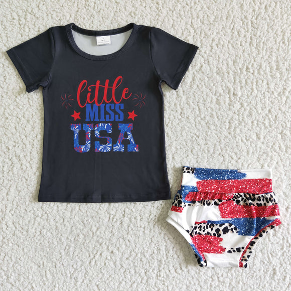 Promotional Little Miss USA Black Girls 4th of July Bummies Sets