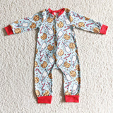 Milk Cookies Santa Red Sky Blue Boys Christmas Romper