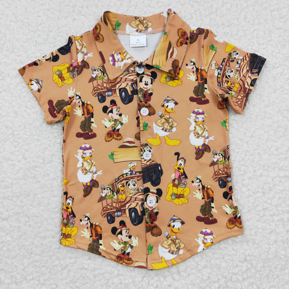 Cartoon Brown Boys Short Sleeve Top