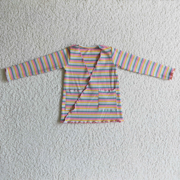 Pink Stripe Girls Cardigan