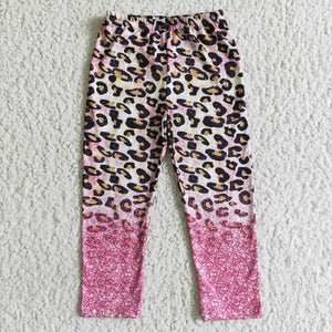 Hot Pink Leopard Print Girls Legging Pants