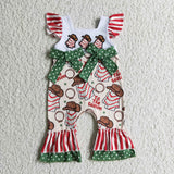 Tis the season Letters Red Stripe Green Bow Girls Christmas Romper