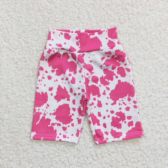 Cowhide Print Pink Girls Cycling Shorts